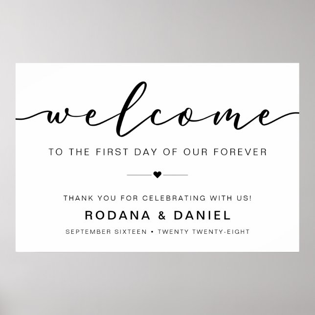Elegant Calligraphy Welcome Wedding Sign (Front)