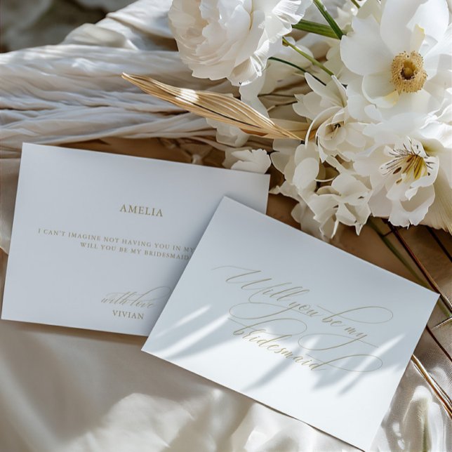 Elegant Calligraphy White Bridesmaid Proposal Card (Elegant Calligraphy White Bridesmaid Proposal Card)