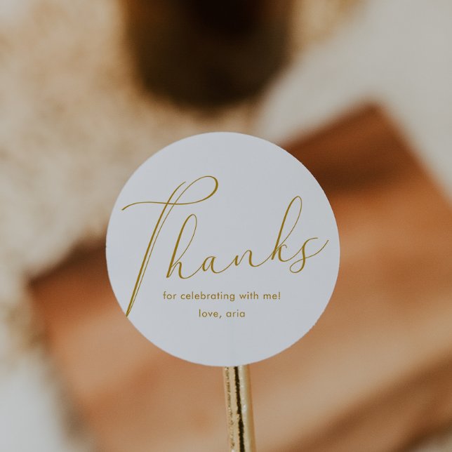 Elegant Calligraphy White Thank You Classic Round Sticker (Creator Uploaded)