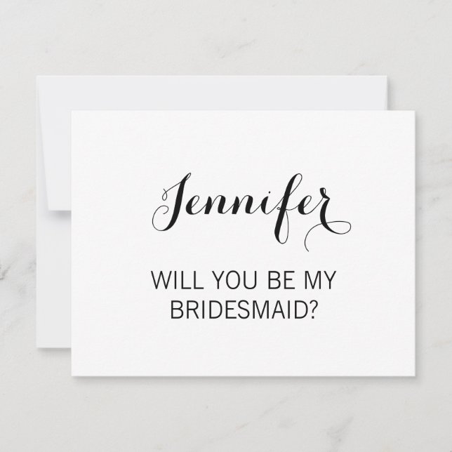 Elegant Calligraphy Will You Be My Bridesmaid Invitation (Front)