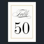 Elegant Calligraphy with Gold Border Table Number<br><div class="desc">Customise the text and background colour.</div>