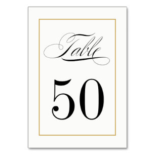 Elegant Calligraphy with Gold Border Table Number