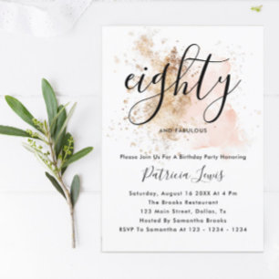 Elegant Calligraphy Woman 80th Birthday Invitation