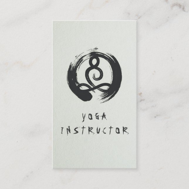 Elegant Calligraphy Yoga Meditation ZEN OM Symbol Business Card (Front)
