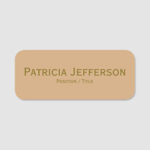 Elegant Camel Brown Gold Professional Name Tag