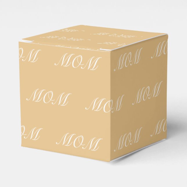 Elegant camel custom script name monogram chic favour box (Front Side)