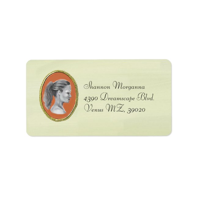 Elegant cameo brooch address label (Front)