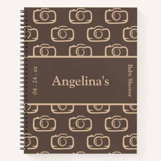 Elegant Camera Baby Shower Gift List Notebook (Front)