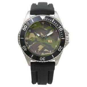 Elegant Camouflage Watch, hunter monogrammed, Army Watch