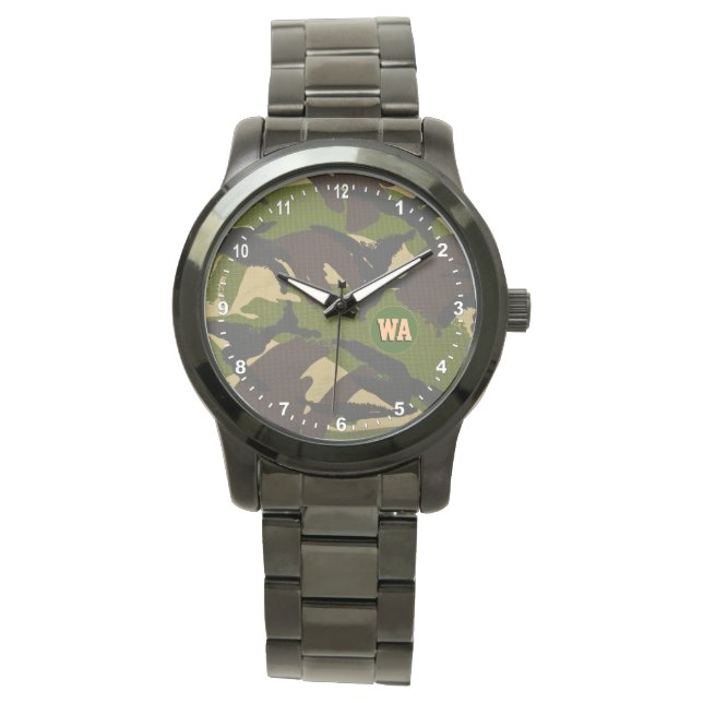 Elegant Camouflage Watch, hunter monogrammed, Army Watch (Front)