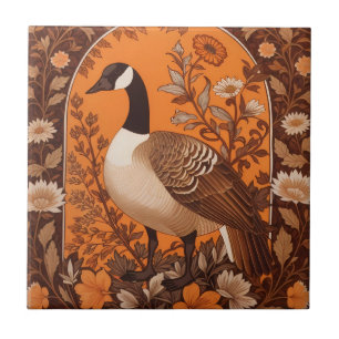 Elegant Canadian Goose William Morris Inspired Ceramic Tile