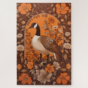 Elegant Canadian Goose William Morris Inspired Jigsaw Puzzle