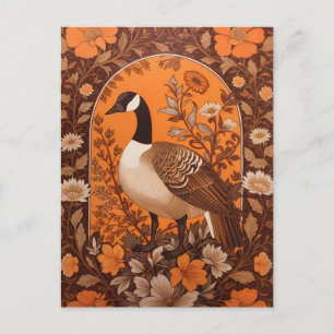 Elegant Canadian Goose William Morris Inspired Postcard