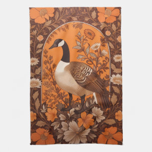 Elegant Canadian Goose William Morris Inspired Tea Towel