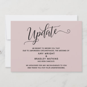 Elegant Cancelled Wedding Dusty Rose Announcement