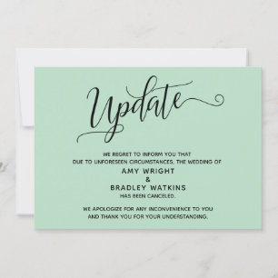 Elegant Cancelled Wedding Iced Mint Announcement