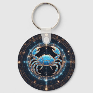 Elegant Cancer Zodiac Sign Key Ring