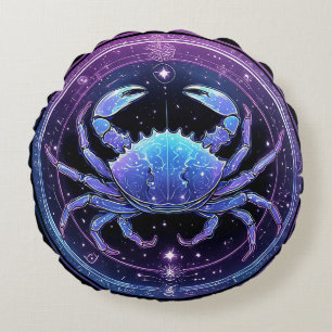 Elegant Cancer Zodiac Sign Round Cushion