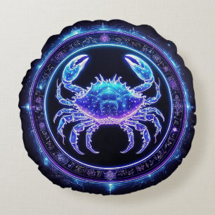 Elegant Cancer Zodiac Sign Round Cushion