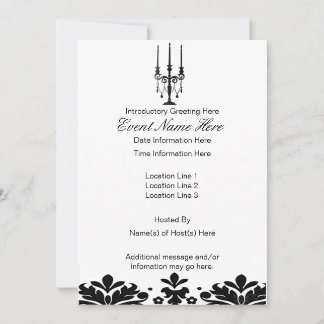 Elegant Candelabra Invitations (Front)