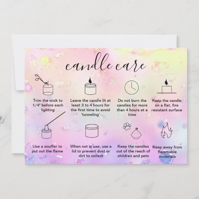 Elegant Candle Care Thank You Card Add Logo (Front)