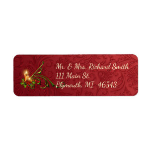 Elegant Candle Christmas Address Label Return Address Label