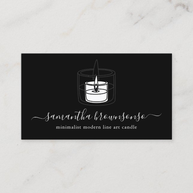 Elegant Candle Illustration Design Business Card (Front)
