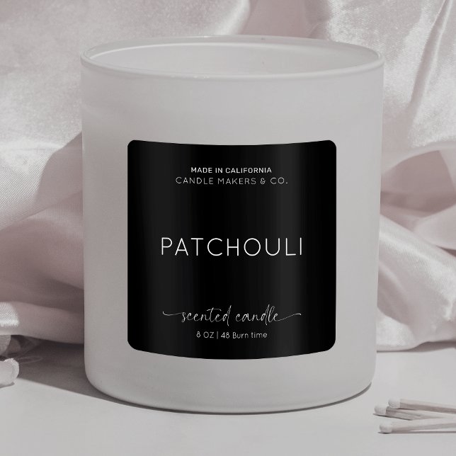 Elegant Candle Packaging Minimalist Black White Sq Square Sticker (Creator Uploaded)