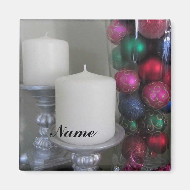 Elegant Candles and Glass Balls Place Holders Magnet (Front)