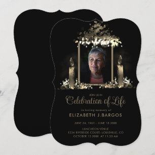 Elegant Candles Frame Photo Celebration of Life Invitation