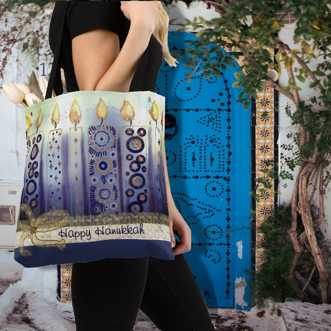Elegant Candles Happy Hanukkah Tote Bag (Elegant Candles Happy Hanukkah Tote Bag)