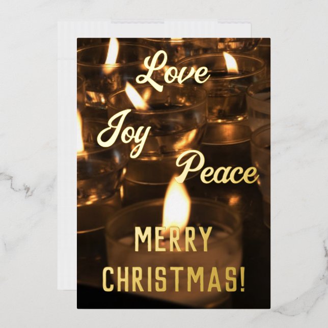 Elegant Candles Real Gold Foil Merry Christmas Foi Holiday Card (Envelope)