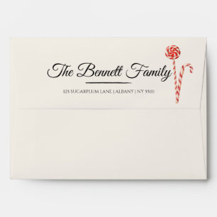 Elegant Candy Cane Christmas Envelope Modern