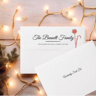 Elegant Candy Cane Christmas Envelope Modern
