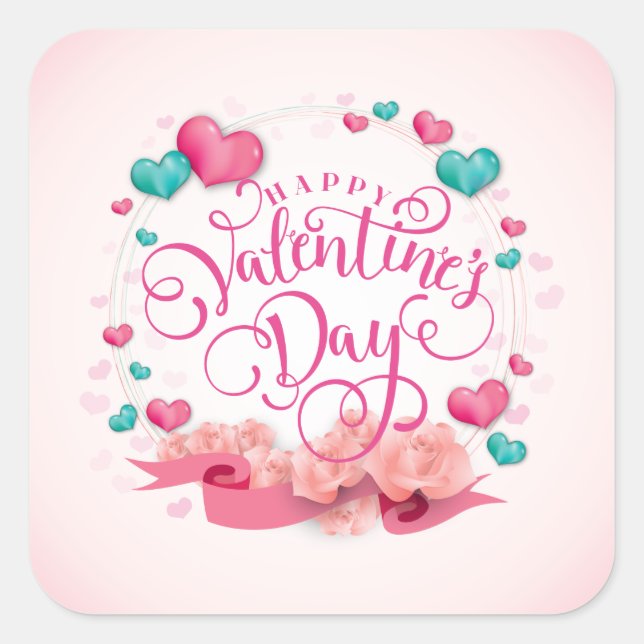 Elegant Candy Hearts Valentine's Day Sticker Seal (Front)
