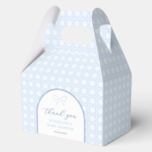 Elegant Cane Blue And White Baby Boy Shower Favour Box (Front)