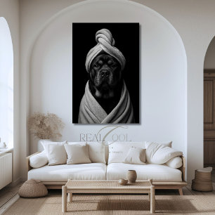 Elegant Canine Art of "Duke" in Towel Turban Poster