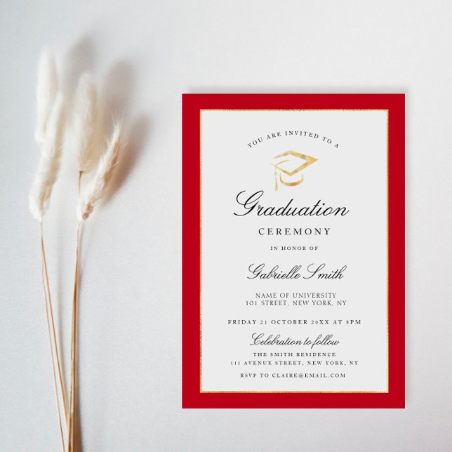 Elegant cap graduation ceremony invitation (Creator Uploaded)