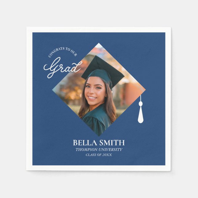 Elegant Cap Topper Custom Graduate Photo Keepsake  Napkin (Front)