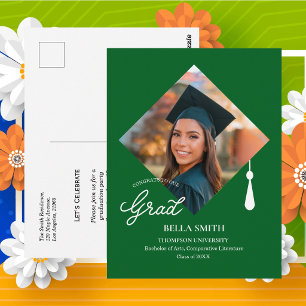 Elegant Cap Topper Photo Grad Party Invitation  Postcard