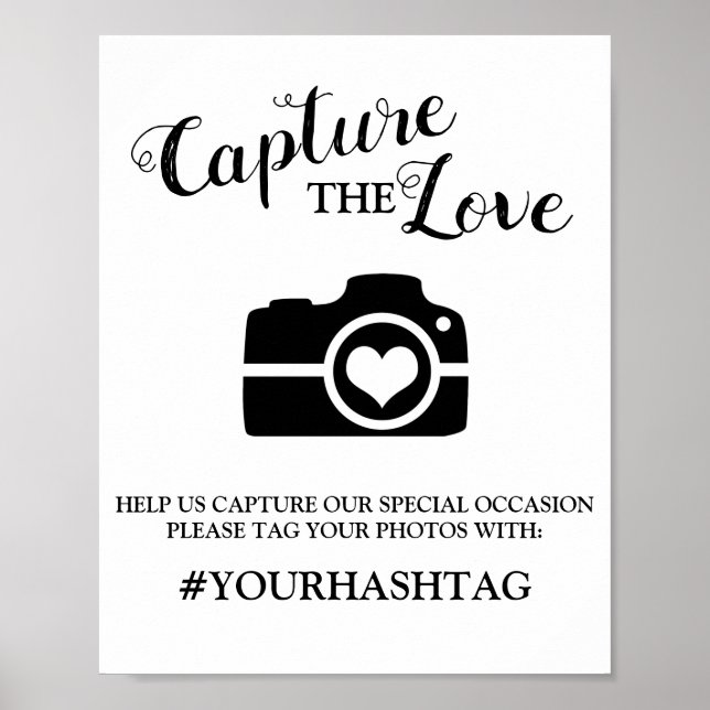 Elegant Capture The Love | Add Hashtag Poster (Front)
