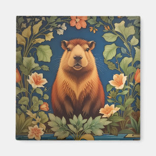 Elegant Capybara William Morris Inspired Magnet