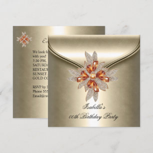 Elegant Caramel Beige Amber Birthday Party Invitation