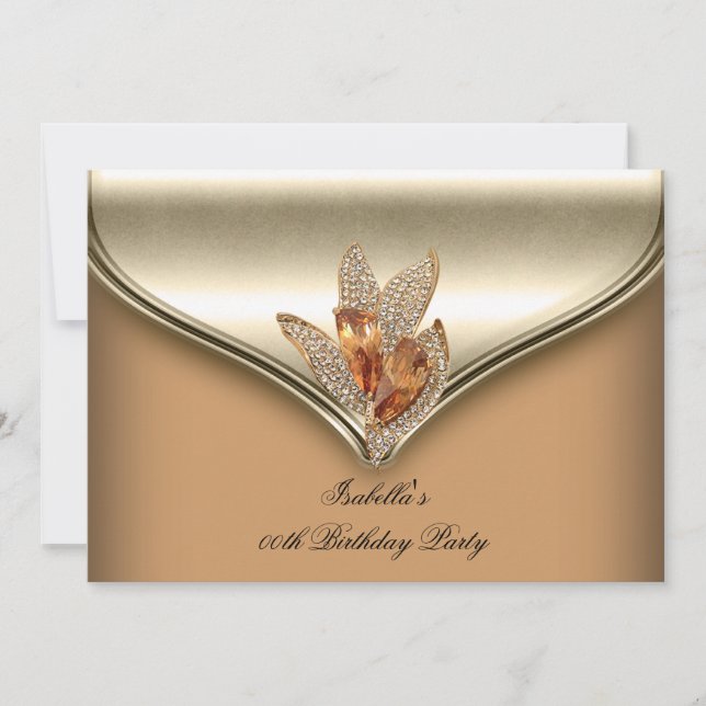 Elegant Caramel Beige Gold Birthday Party Invitation (Front)