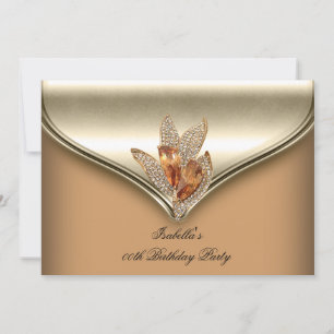 Elegant Caramel Beige Gold Birthday Party Invitation