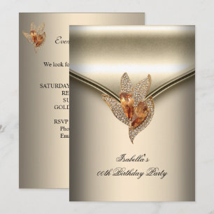 Elegant Caramel Beige Gold Birthday Party Invitation