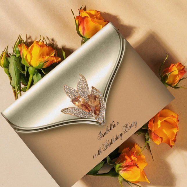 Elegant Caramel Beige Gold Birthday Party Invitation (Creator Uploaded)