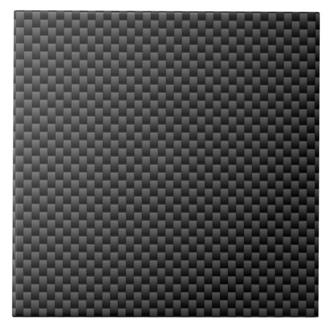 Elegant Carbon Fibre Style Print Decor Ceramic Tile (Front)