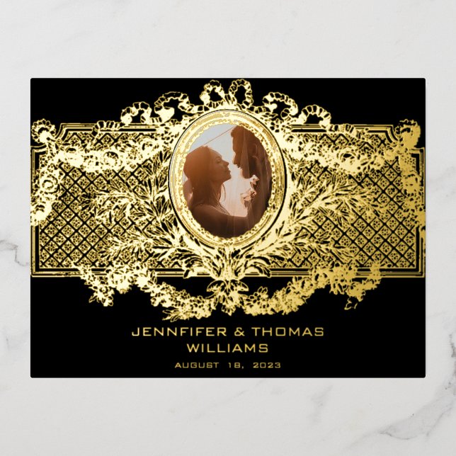 Elegant  Card with custom Medallion photo frame (Front)