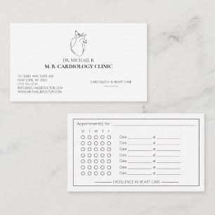 Elegant Cardiologist Cardiology Heart Care Logo Appointment Card